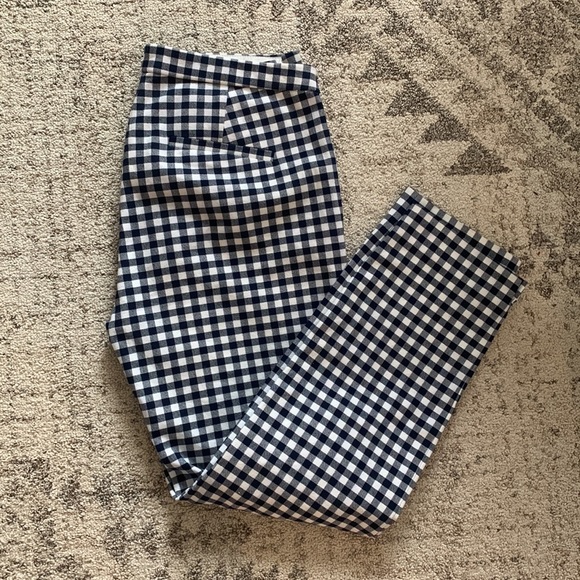 J Crew Navy/White Plaid Trousers Mattie Fit Size 4 - Picture 3 of 7